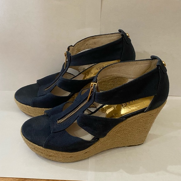 Michael Kors Damita Wedge Espadrille Sandals - Navy - Picture 1 of 8